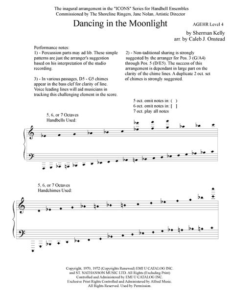 Dancin In The Moonlight Arr Caleb J Onstead By King Harvest Sheet