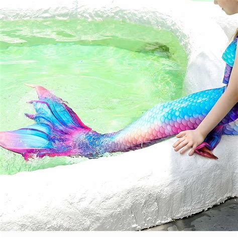 Girls Mermaid Tail Swimsuit Princess Cosplay Bikini For Beach Swimming OutletTrends Free