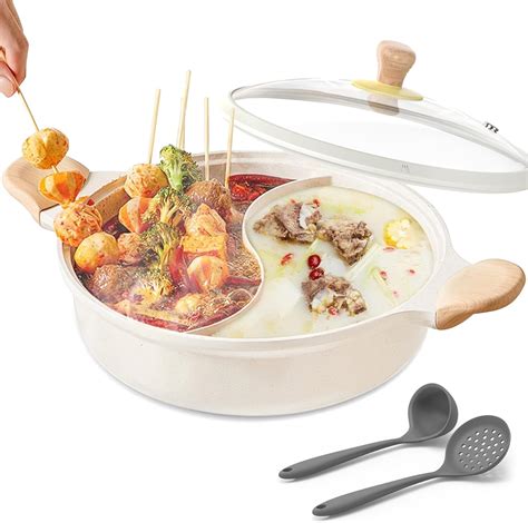 Amazon COOKER KING Hot Pot With Divider Inch Nonstick Hotpot Pot QT Double Flavor Shabu