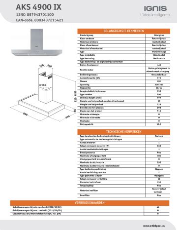 Ignis Aks Ix Hood Product Data Sheet Manualzz