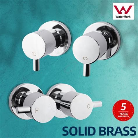ACA Round Brass Shower Taps Turn Top Assemblies Chrome Hot Cold