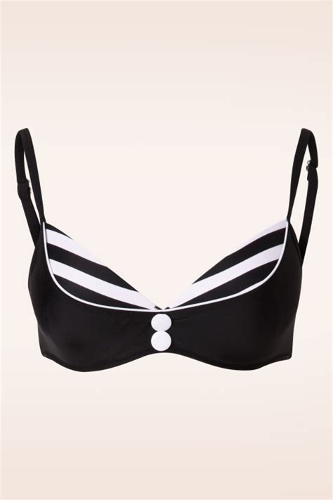 Belsira Joelle Stripes Bikini Top Ann Es En Noir Et Blanc Acheter Chez Topvintage