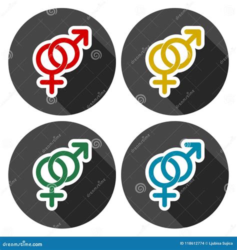 Sistema De Sex Symbol Masculino Y Femenino Con La Sombra Larga Ilustraci N Del Vector