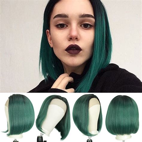 Allaosify grøn farve syntetisk hår blonde parykker Grandado