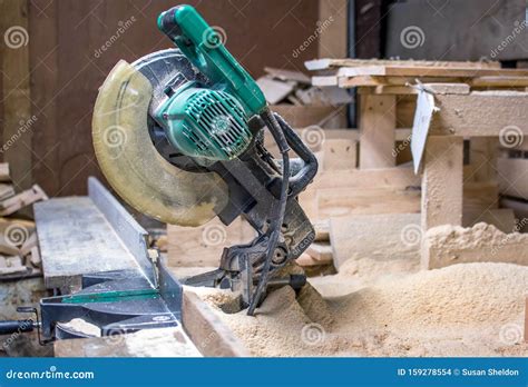 Chop Saw In A Wood Workers Shop Stock Photo Image Of Maker Chop