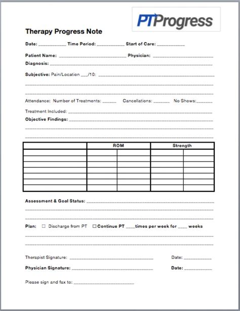 Free Printable Progress Notes Template