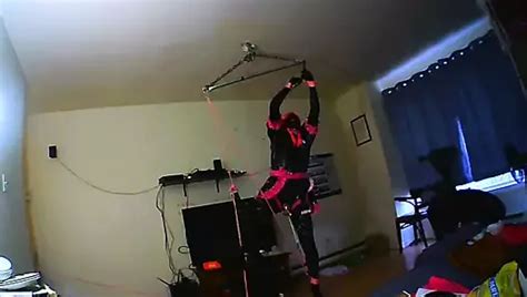 Sissy Maid Struggling In New Armbinder And Steel Chastity Belt With Dildo Locked Inside