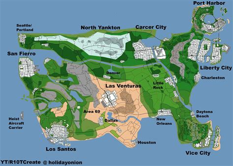 Us Map That Brings All Grand Theft Auto Cities Into One Map Gta