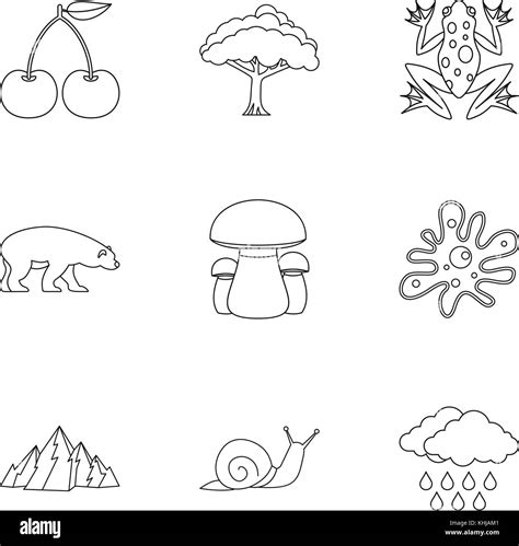 Landscape Icons Set Outline Style Stock Vector Image And Art Alamy