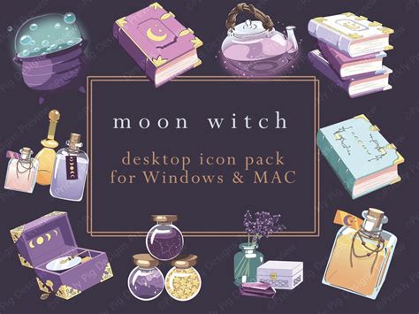 Witchy Aesthetic Desktop Folder Icon Pack For Windows Mac Etsy