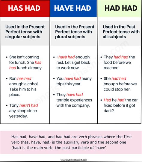 Information HAS HAD, HAVE HAD, and HAD HAD in English: usages, examples and News