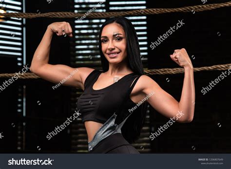 Sexy Fitness Brunette Woman Standing Near Stock Photo 1206807649 Shutterstock