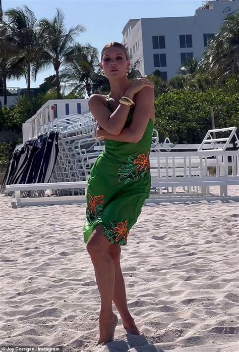 Joy Corrigan Shows Off Her Taut Tummy In Tiny Yellow String Bikini While On The Beach In Miami