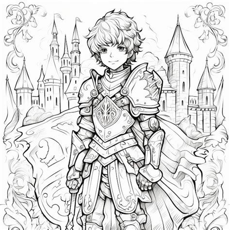 Premium AI Image | a drawing of a knight with a castle in the background