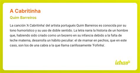 Letra De Quim Barreiros A Cabritinha - Significado de la canción A CABRITINHA (Quim Barreiros) - LETRAS.COM