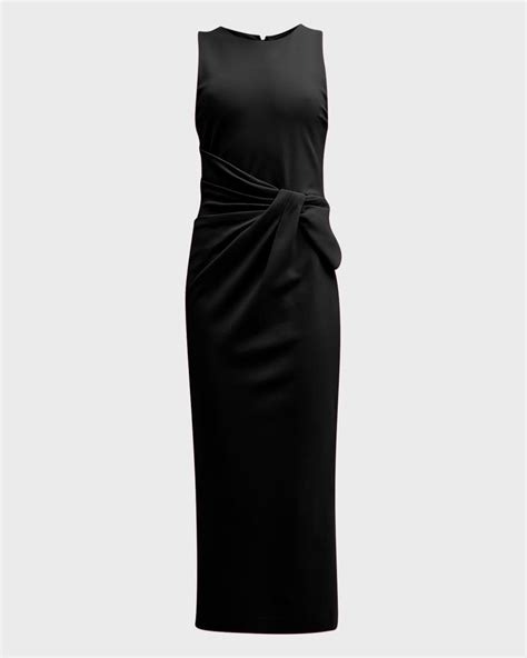 Emporio Armani Sleeveless Twist Front Jersey Midi Dress Neiman Marcus