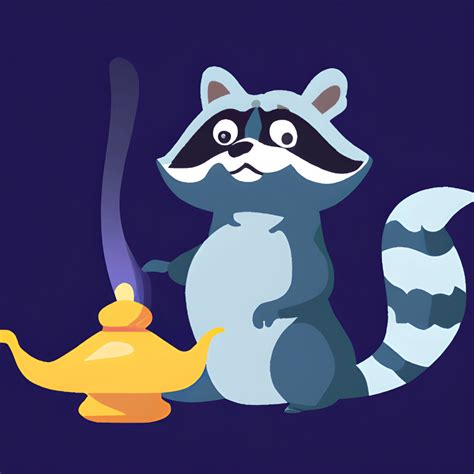 Raccoon Genie Magic Lamp Graphic Creative Fabrica