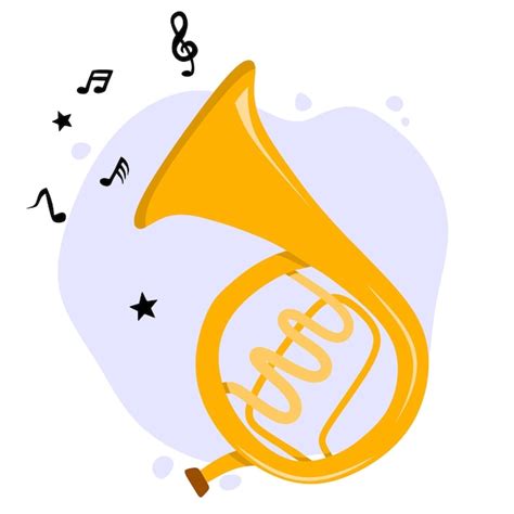 Premium Vector Hand Drawn Cute Trumpet In Cartoon Style