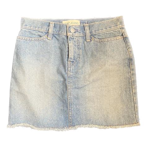 Gap Jeans Y K Blue Denim Mini Skirt With Frayed Depop