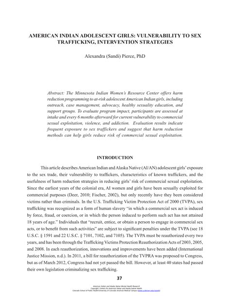 Pdf American Indian Adolescent Girls Vulnerability To Sex