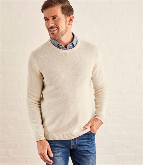 Cream Mens Lambswool Crew Neck Jumper Woolovers Uk