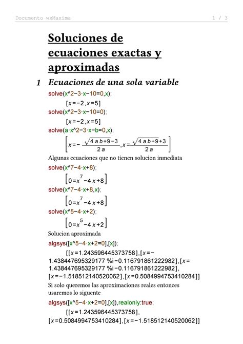 Clase 05 Peru Universidad Documento Wxmaxima 1 3 1 Ecuaciones De Una Sola Variable [x −2 X