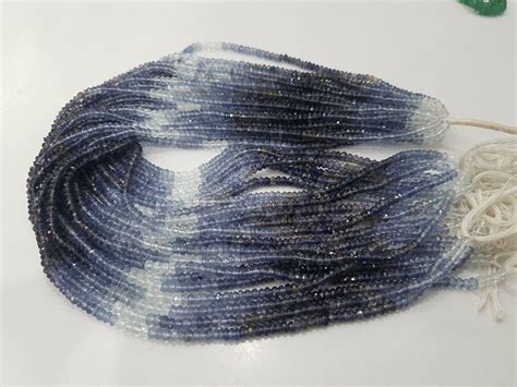 Iolite Shaded Str Lot Hand Faceted Rondelle Gemstone Beads For