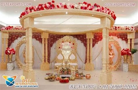 Grand North Indian Wedding Mandap Hindu Ceremony Double Wedding Pillars