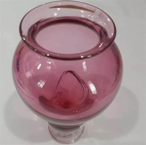 Mystery Artist Hand Blown Pink Glass Vase Signed And Dated Etsy