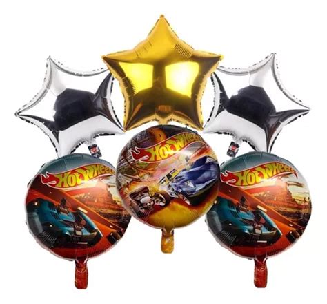 Balões Metalizado Hot Wheels Estrela Dourada 06 Unid MercadoLivre