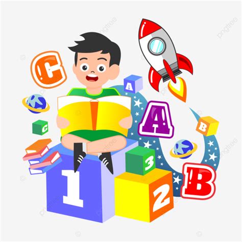 ilustrasi kartun anak belajar membaca anak anak pendidikan