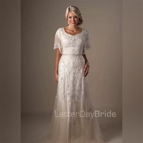 Latter Day Bridal Elegant Beaded Plus Size Modest Wedding Dress