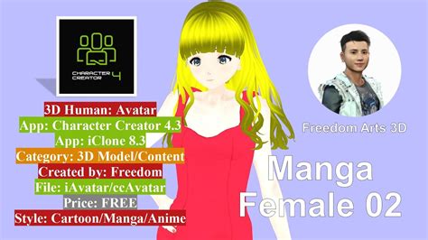 Cc4 Manga Female 02 Character Creator 4 With Manga Anime Shader Freedom Arts 3d Freedom