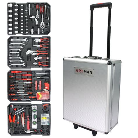 irerts pcs tool set aluminum toolbox   layers tool kit