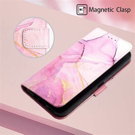 For Infinix Hot 20 4G X6826 PT003 Marble Pattern Flip Leather Phone Case Pink Purple Gold