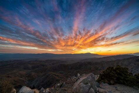 Spectacular Sunset Over Several Mountain Ranges Stock Image Image Of