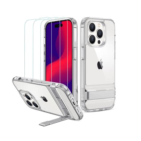 iPhone 14 Pro Metal Kickstand Case and 3-Pack Screen Protector Bundle ESR