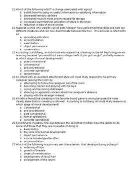 Ap Psychology Unit Exam Developmental Psychology Answer Key