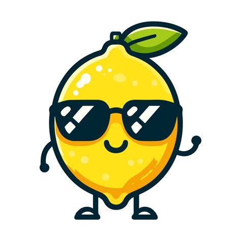 cute lemon wearing sunglasses cartoon icon character 45954574 PNG