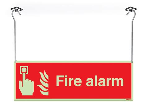 Xtra Glo Hanging Photoluminescent Fire Alarm Signs Safetyshop