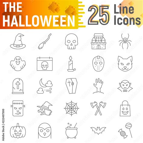 Halloween Thin Line Icon Set Spooky Symbols Collection Vector