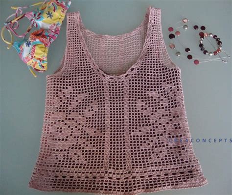 Sexy Crochet Top Pattern Filet Grid Tutorial In English Etsy