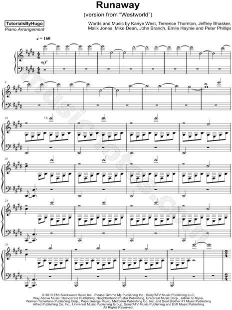 Tutorialsbyhugo Runaway Sheet Music Piano Solo In E Major