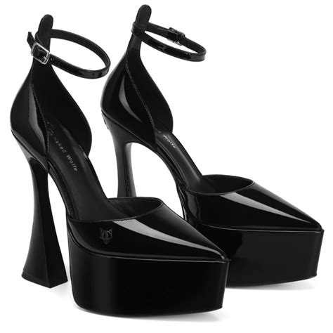 Naked Wolfe Daria Black Patent Leather Platform Pump Gem