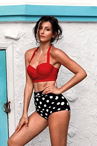 Uphitnis Damen Bikini Set Bademode Retro Stil Blumen Falten Badeanzug Rot Gr Xl