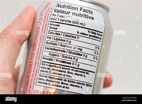 Nutrition Label Diet Coke Can Coca Cola Stock Photo Alamy