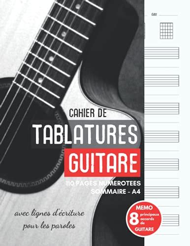 Cahier De Tablatures Guitare Pages De Tablatures Et Diagrammes