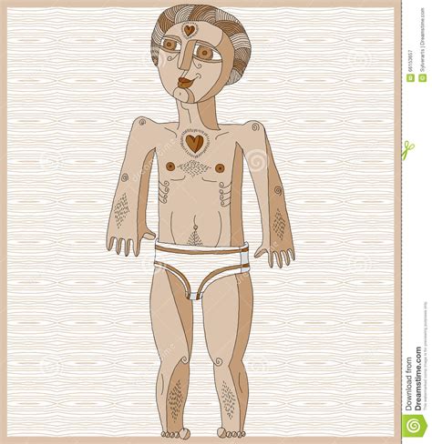 Vector Illustration Of Nude Man Adam Concept Hand Drawn Image Stock Vector Illustration Of