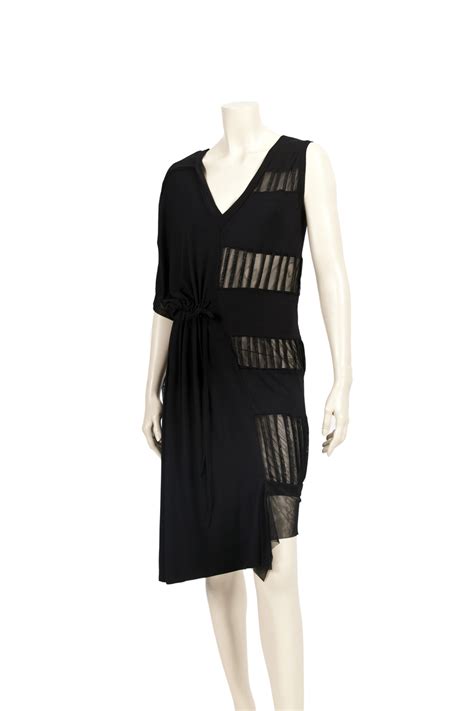 OUT OF STOCK Asymmetric Black Half Naked Midi Dress Tata Fashion