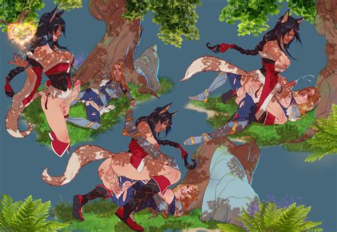 Commission Ahri X Luxanna Cum Version By Abrosiis Hentai Foundry